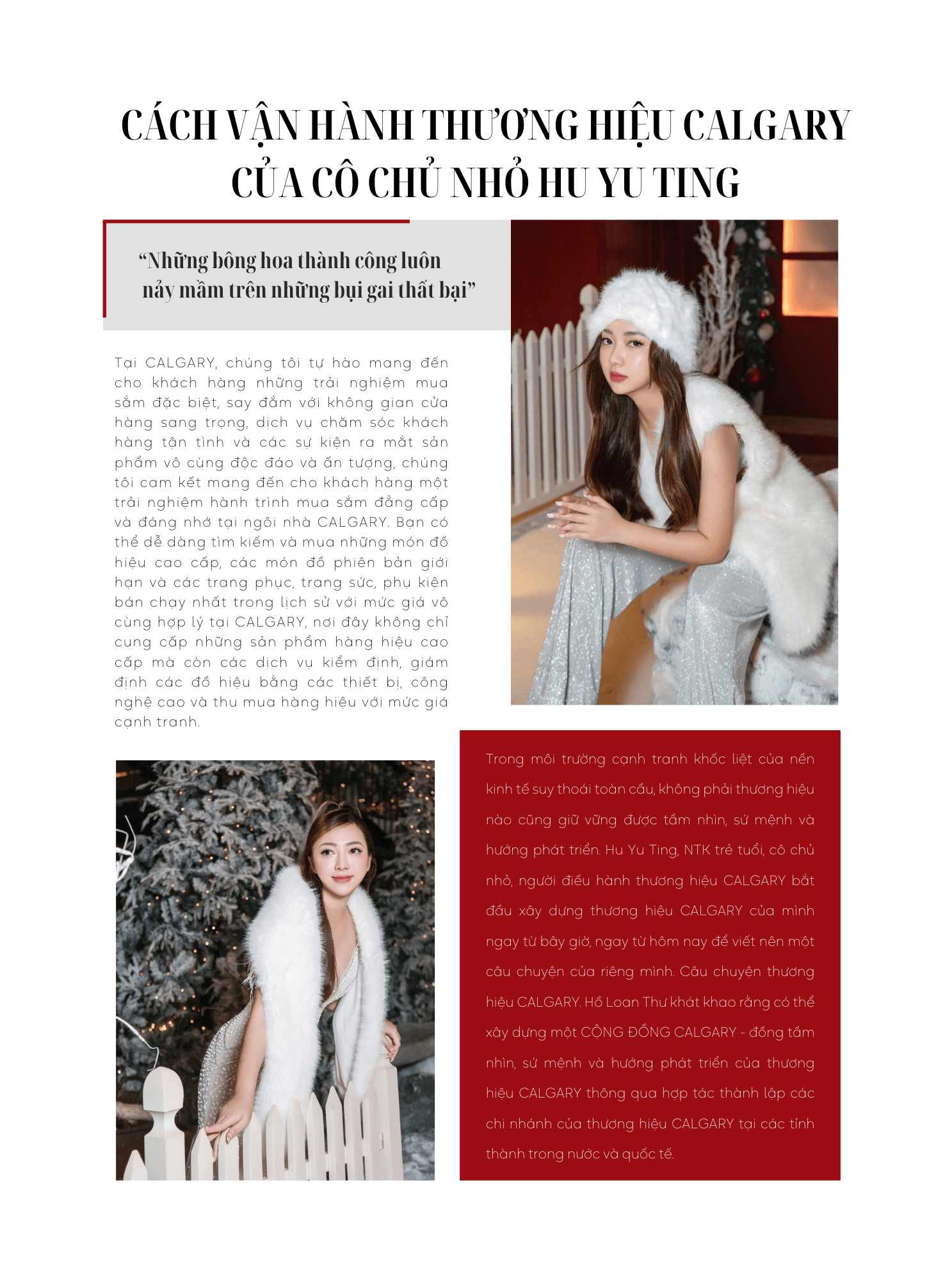 Hình tạp chí về Giám Đốc thời trang - Hu Yu Ting