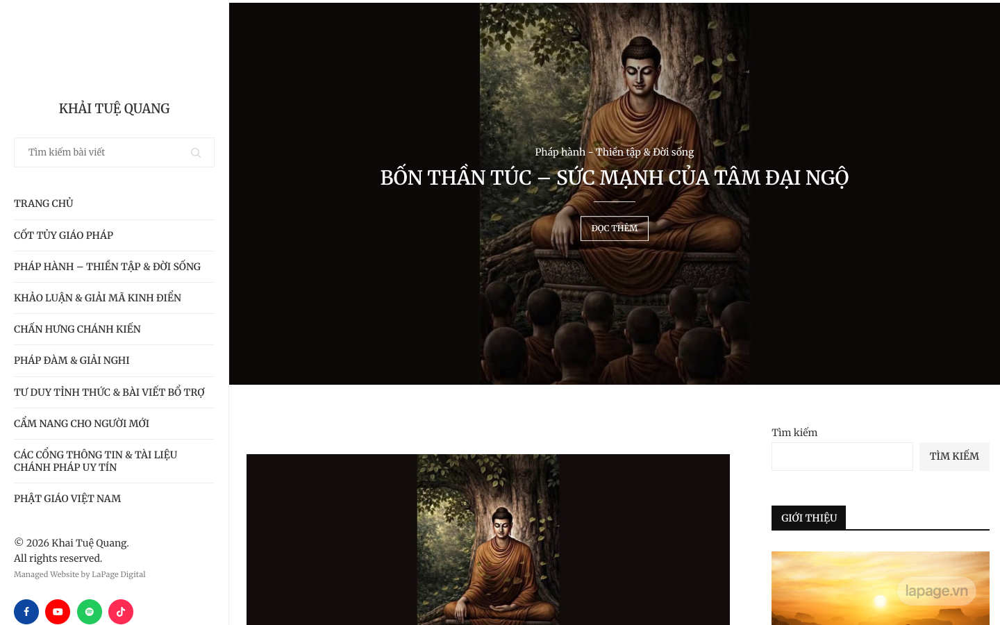 Khải Tuệ Quang homepage, a 600+ post WordPress site managed by LaPage
